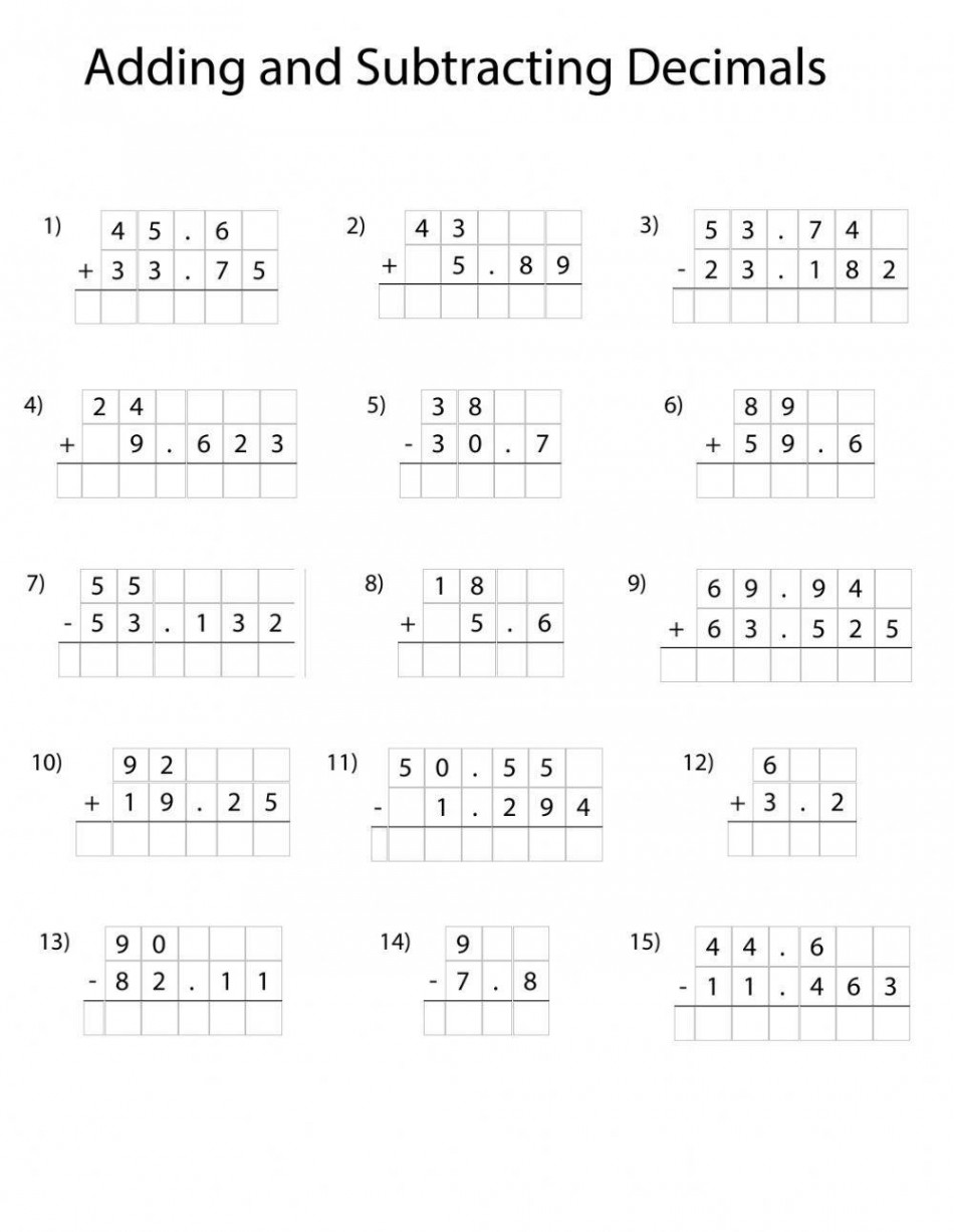 Adding and subtracting decimals worksheet  Live Worksheets