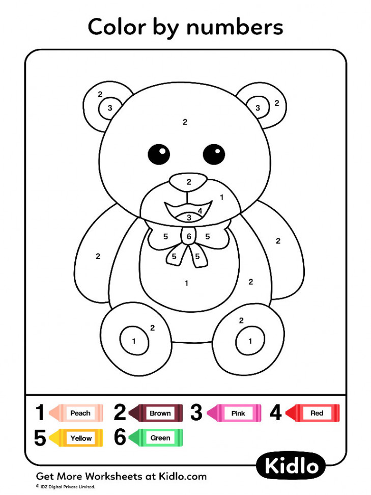 Color By Numbers - Coloring Pages Worksheet # - Kidlo