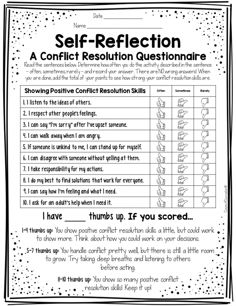 Conflict Resolution Worksheets