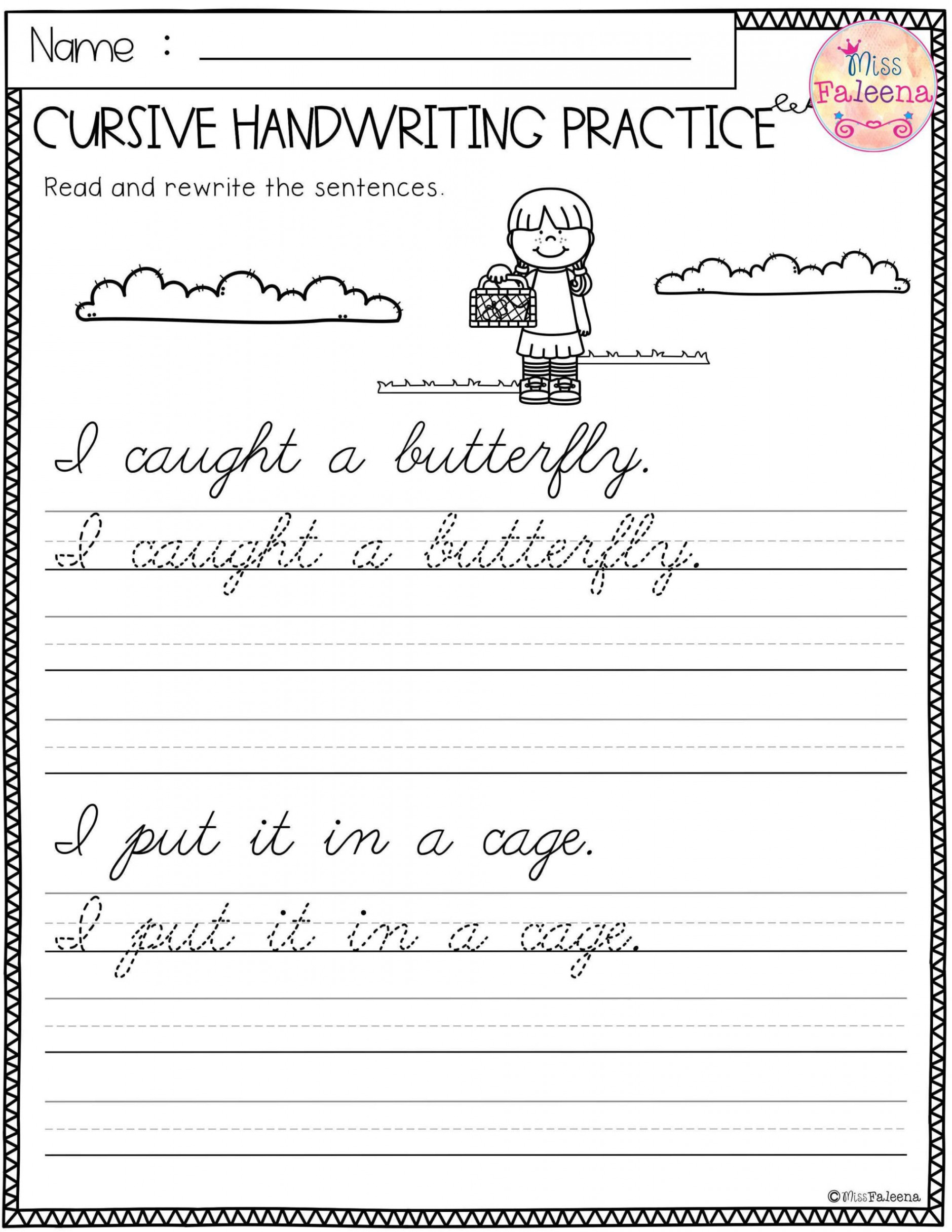 Cursive Writing Sentences Worksheets Pdf F  Cursive handwriting