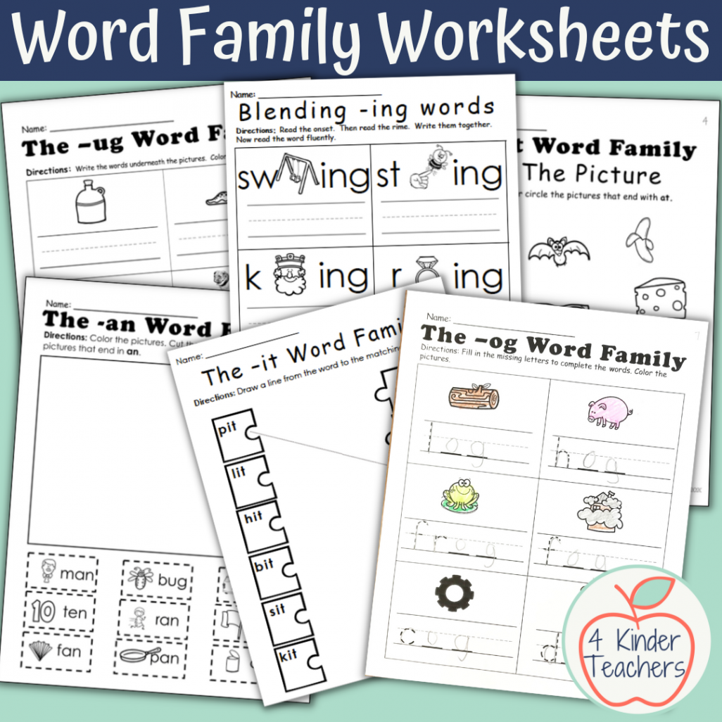 Differentiated Word Family Worksheets -  Kinder Teachers