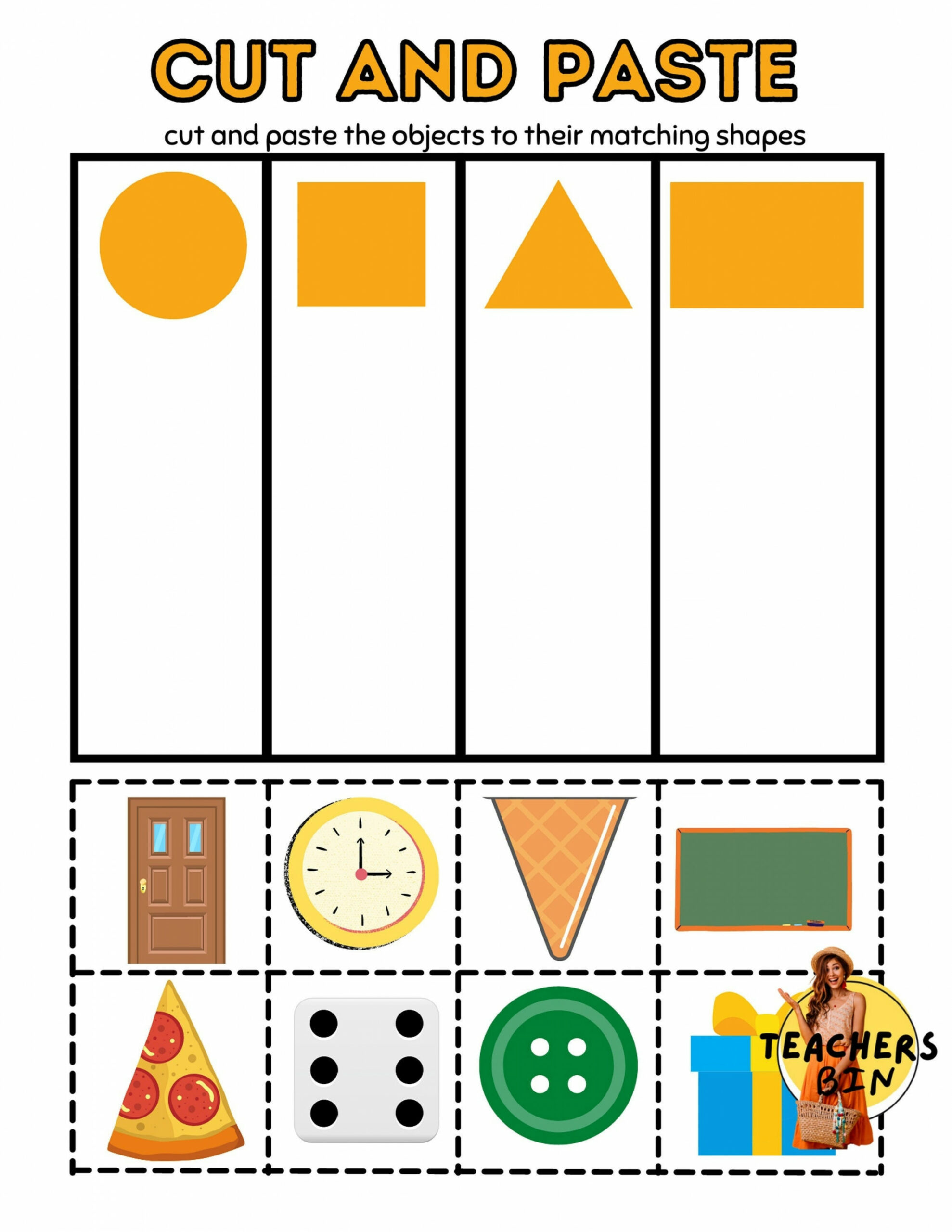 Editable Cut and Paste Shapes Activity Worksheet for - Etsy