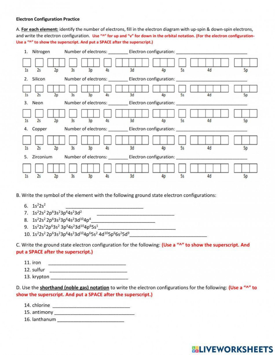 Electron Configuration interactive worksheet  Live Worksheets