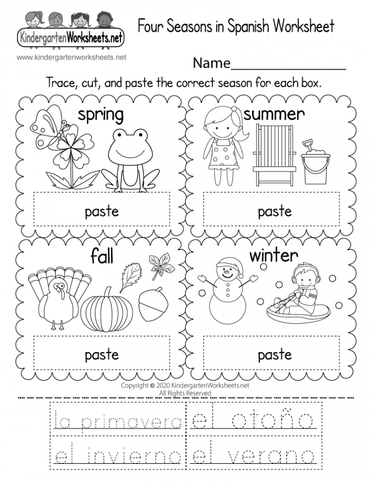 Four Seasons in Spanish Worksheet - Free Printable, Digital, & PDF