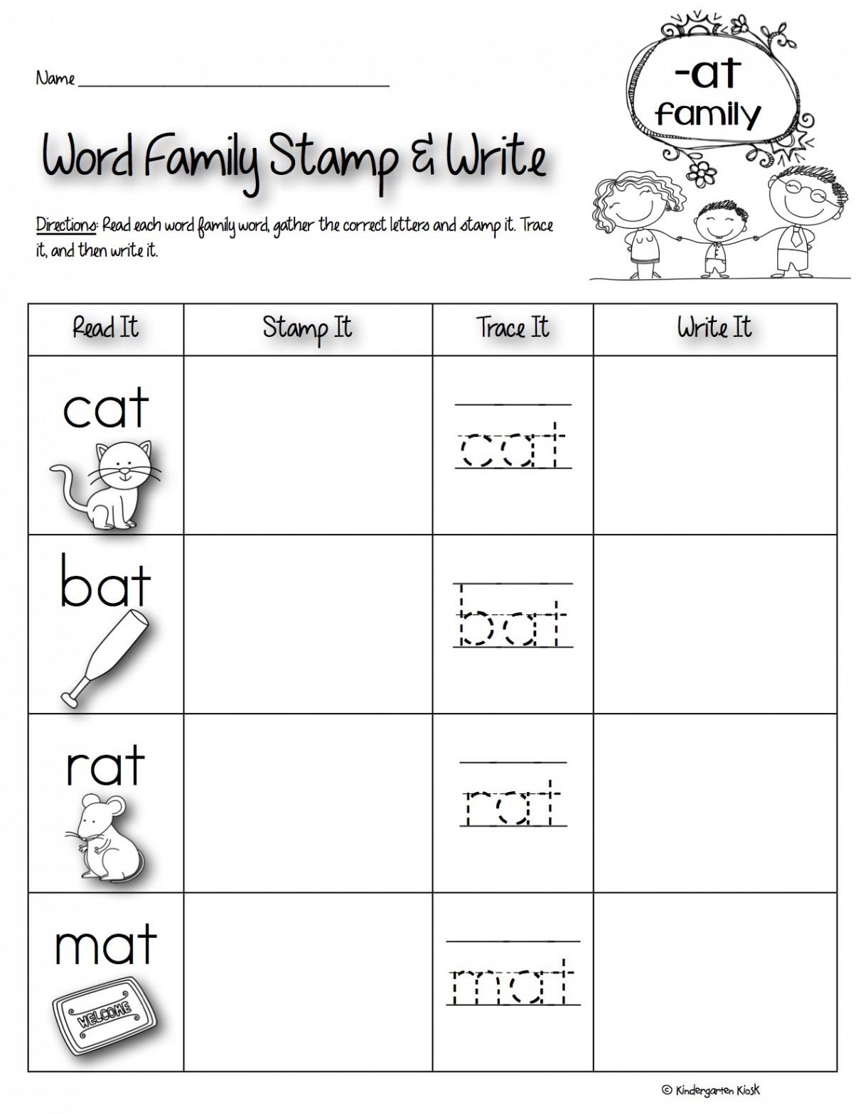 Phonics Prep: Word Family Worksheets — Kindergarten Kiosk