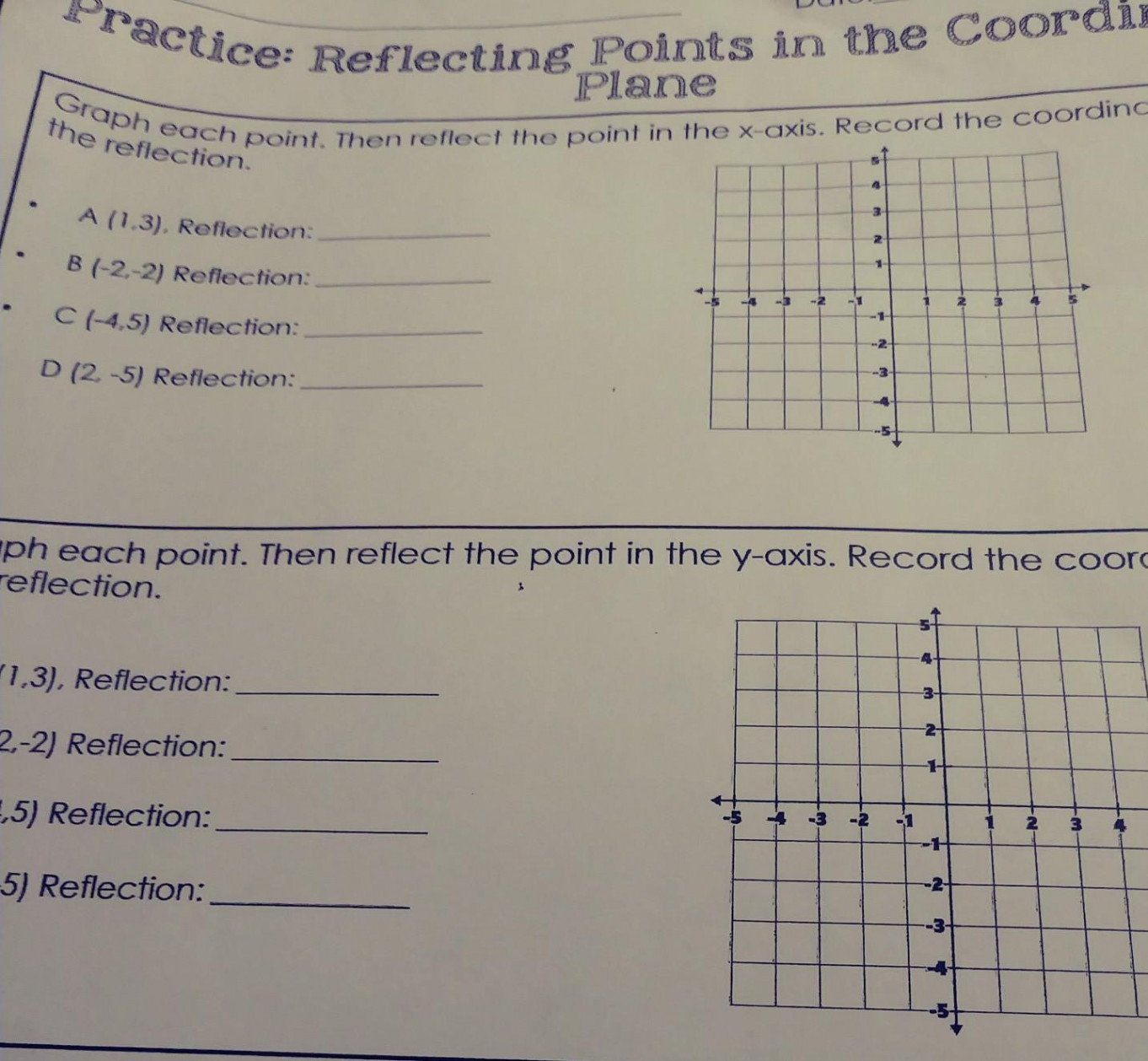 practice: reflecting points in the coordinate plane ​ - brainly