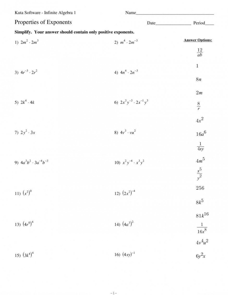 Properties of Exponents Practice Worksheet worksheet  Live Worksheets