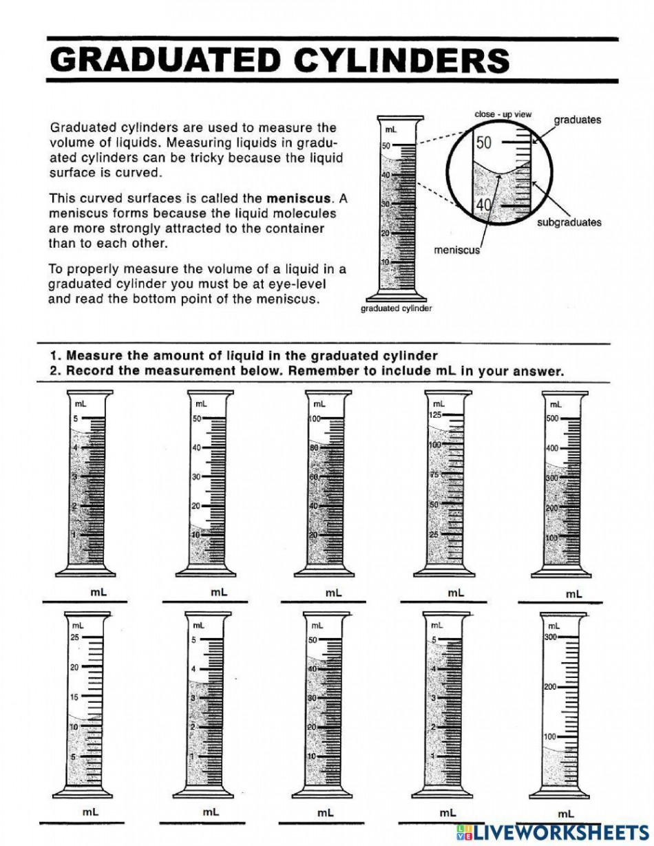 PS---Graduated Cylinder Practice worksheet  Live Worksheets