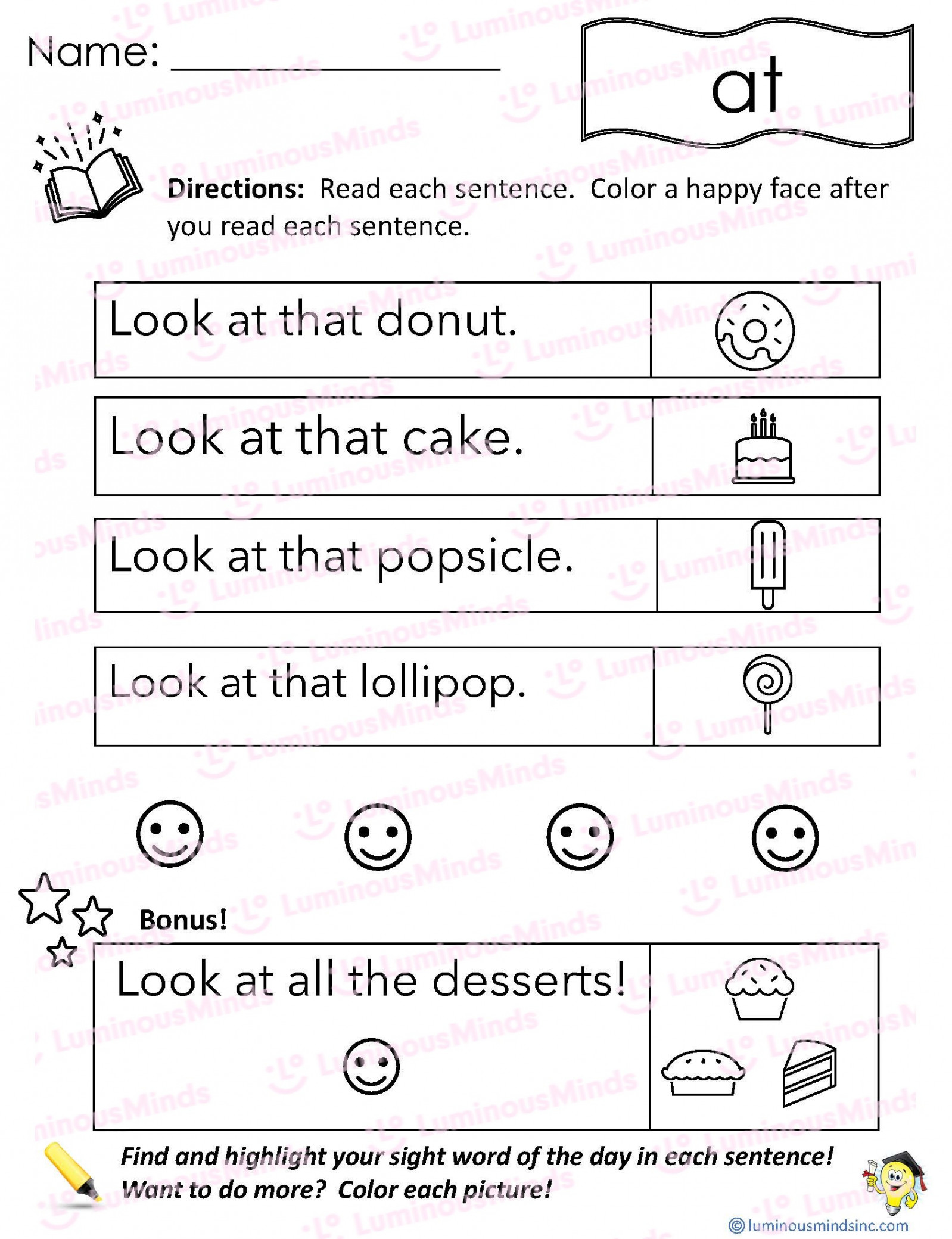 Reading with Sight Word: at