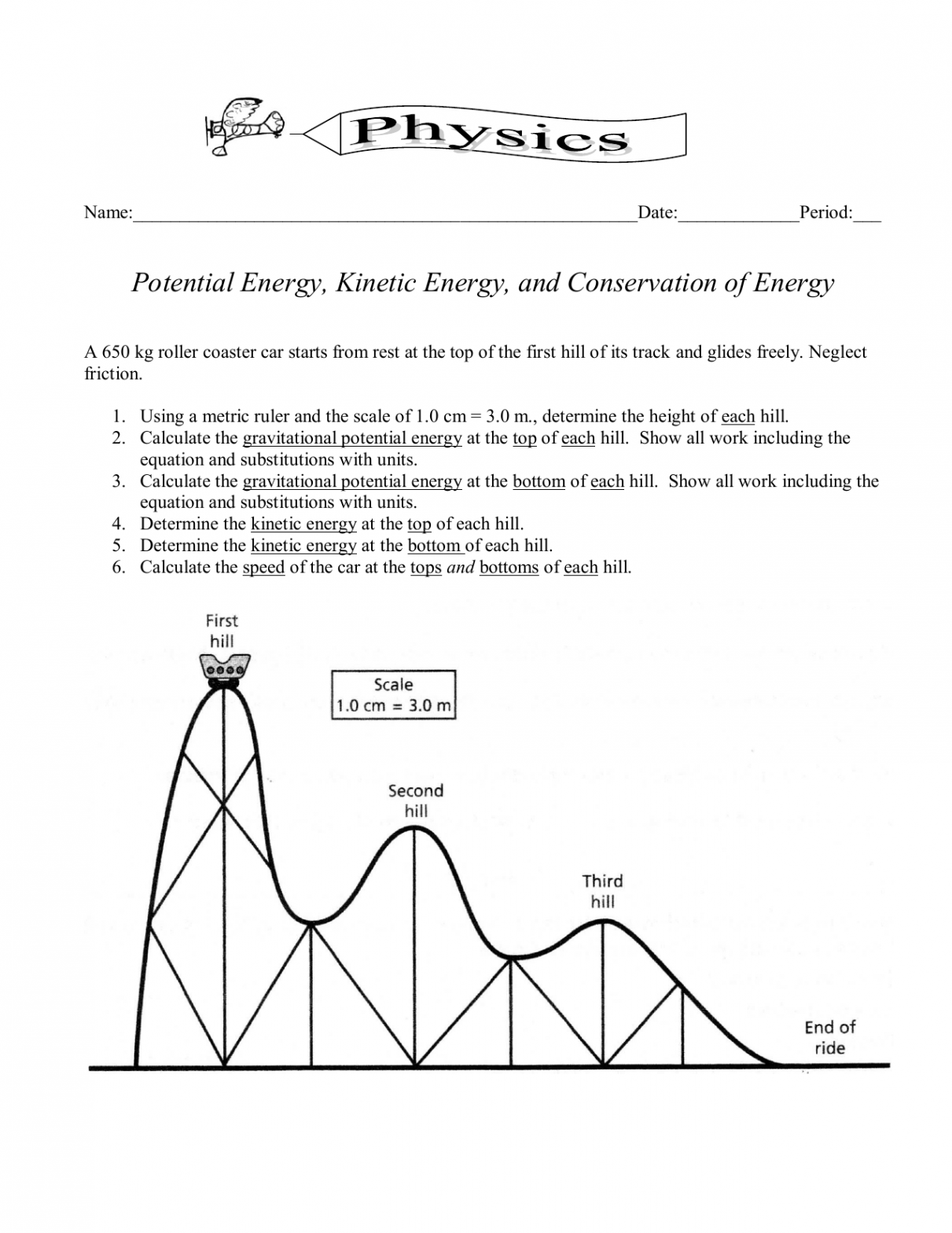 Roller Coaster worksheet