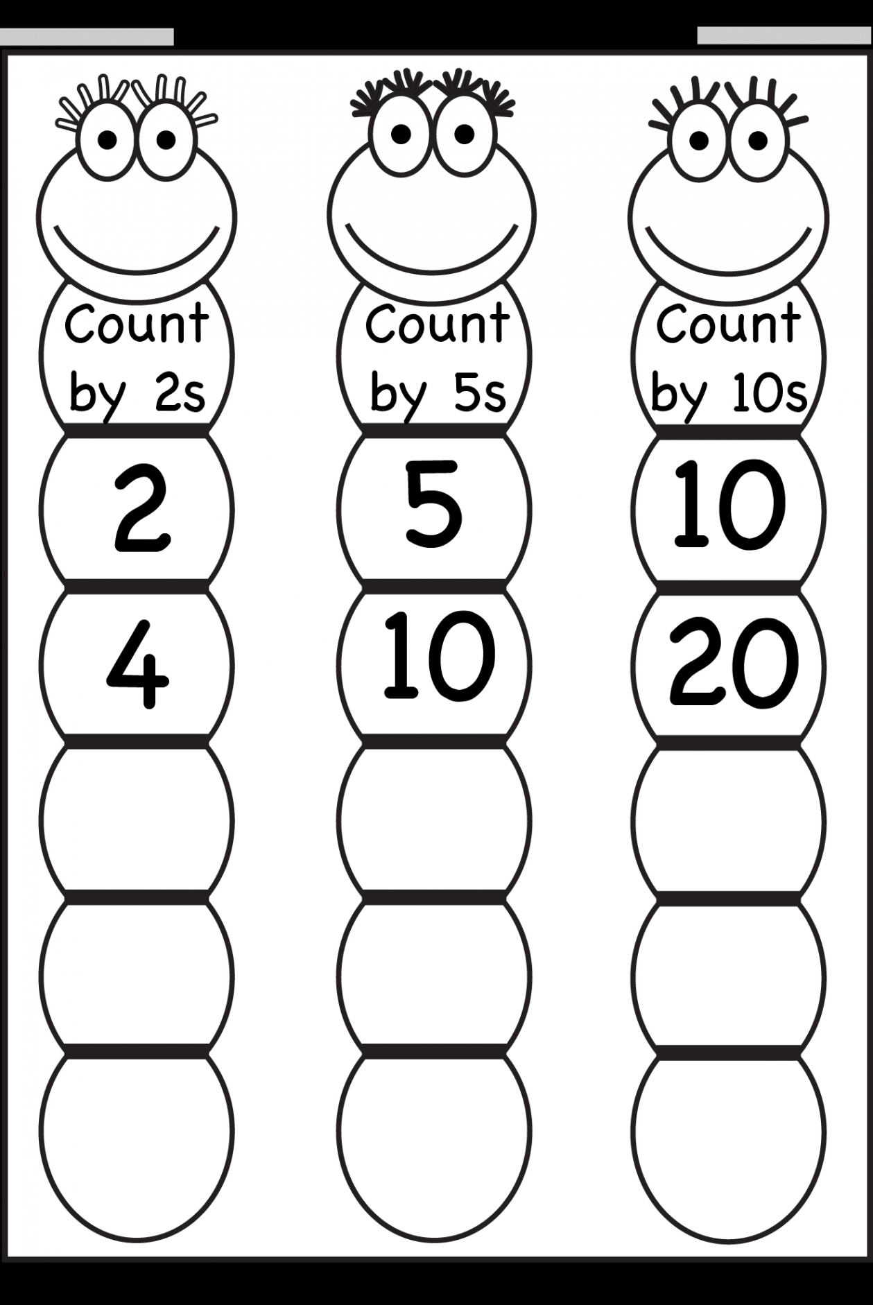 Skip Counting by ,  and  – Worksheet / FREE Printable