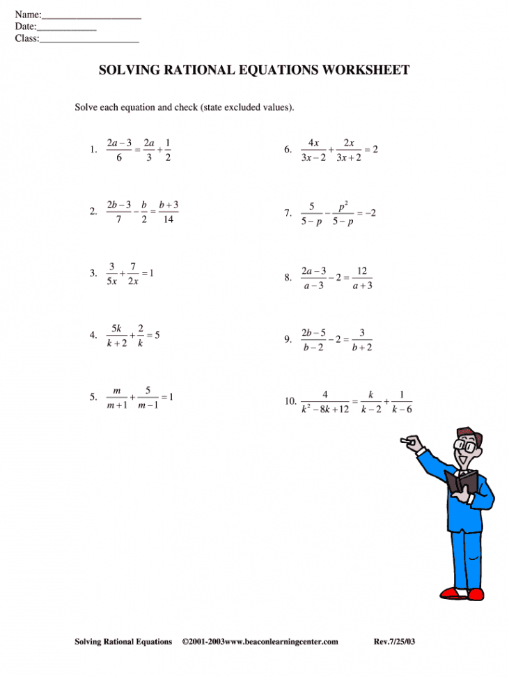 Solving Rational Equations Worksheet With Answers Pdf - Fill