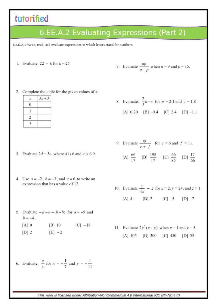 th Grade Common Core Math Worksheets