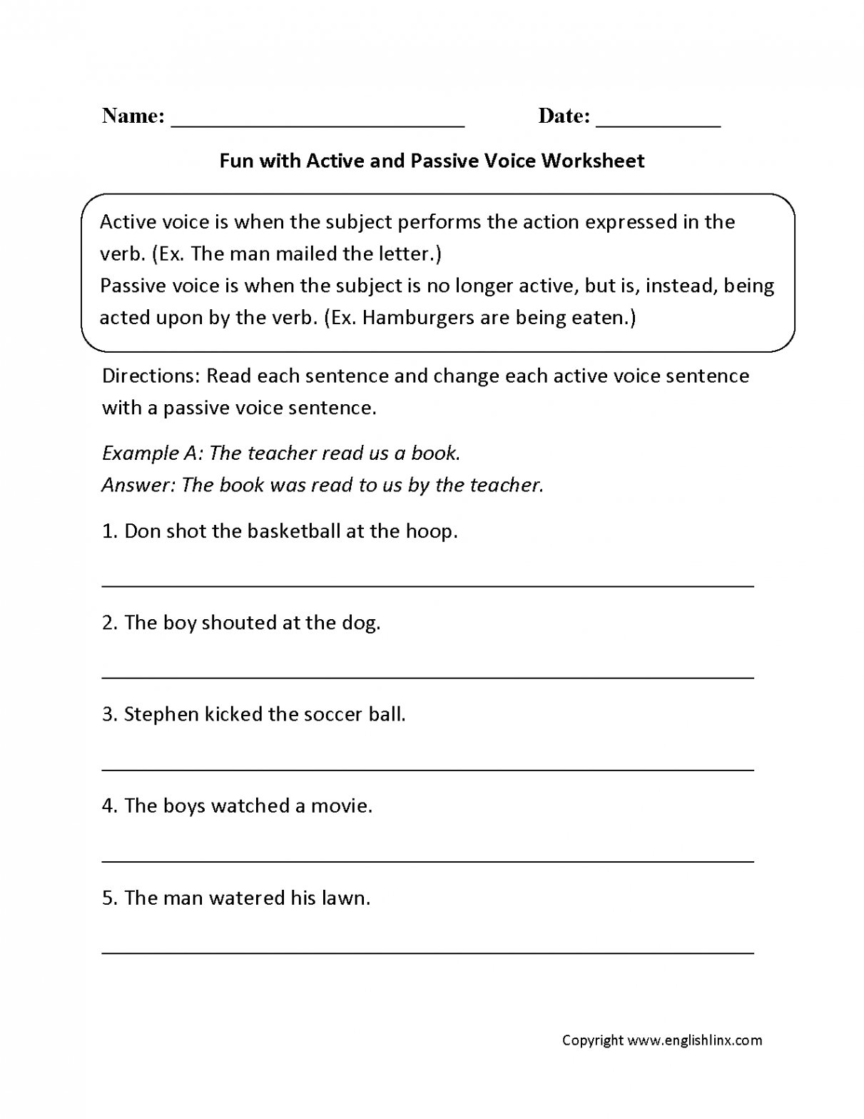 Active and Passive Voice Worksheets  Fun with Active and Passive