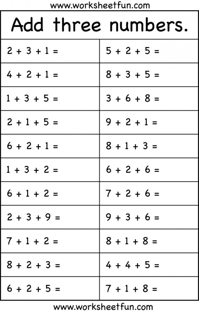 Add three numbers –  Worksheet / FREE Printable Worksheets