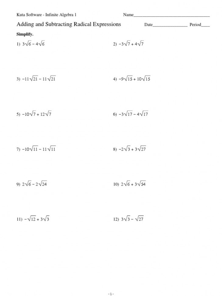 Adding and Subtracting Radical Expressions  PDF  Algebra