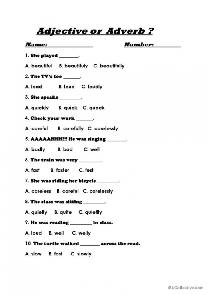 Adjective or Adverb?: English ESL worksheets pdf & doc