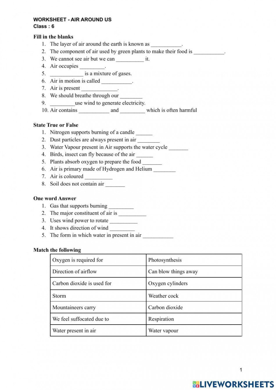 Air around us activity  Live Worksheets