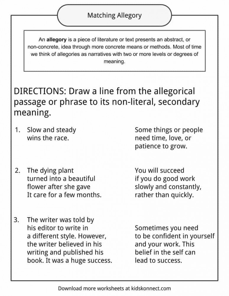 Allegory Examples, Definition and Worksheets  KidsKonnect