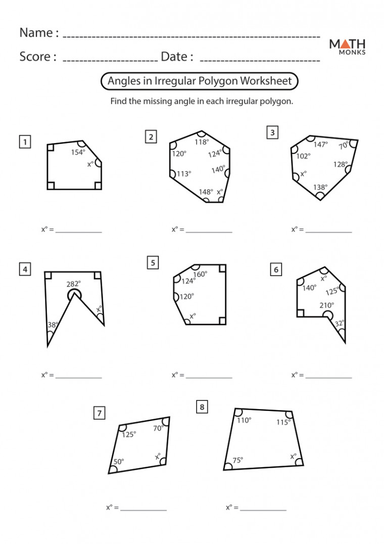 Angles in Polygons Worksheets - Math Monks