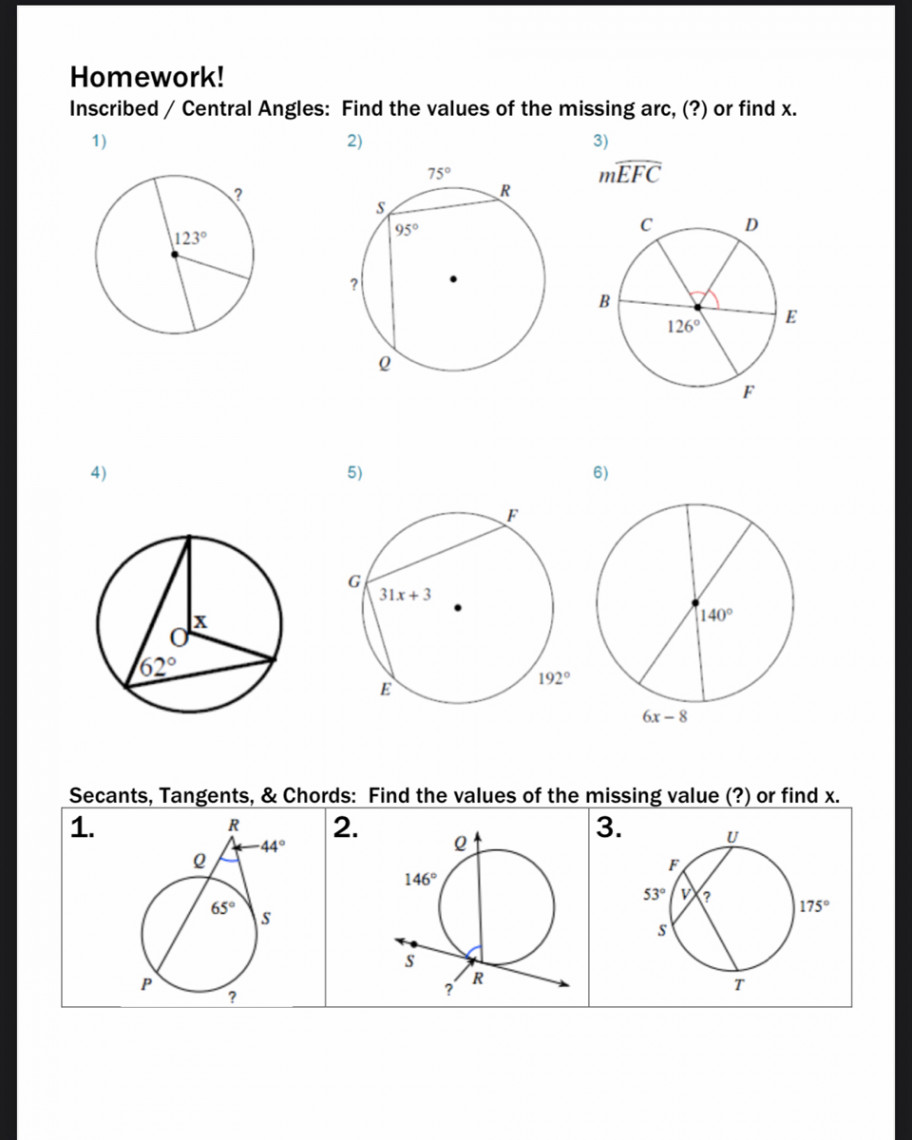 Answered: Homework! Inscribed / Central Angles:  bartleby