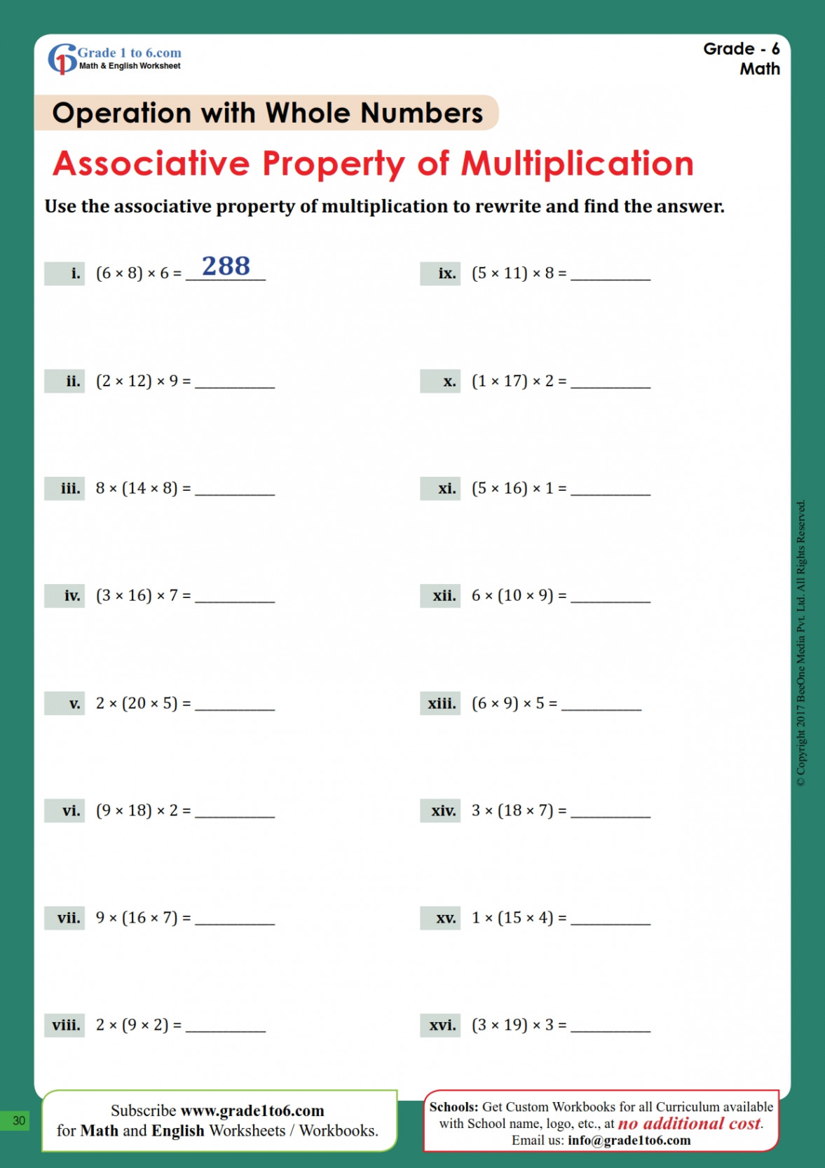 Associative property of multiplication  Gradeto