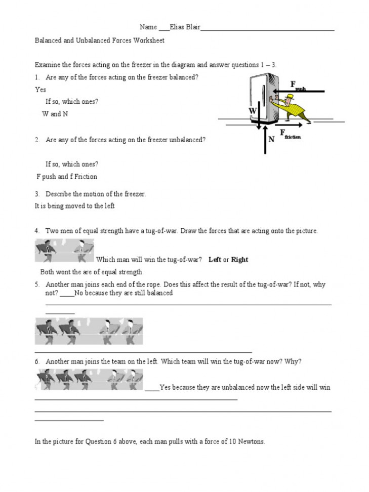 Balanced and Unbalanced Forces  PDF