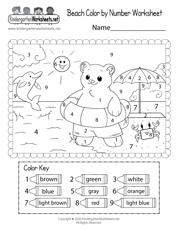 Beach Color by Number Worksheet - Free Printable, Digital, & PDF