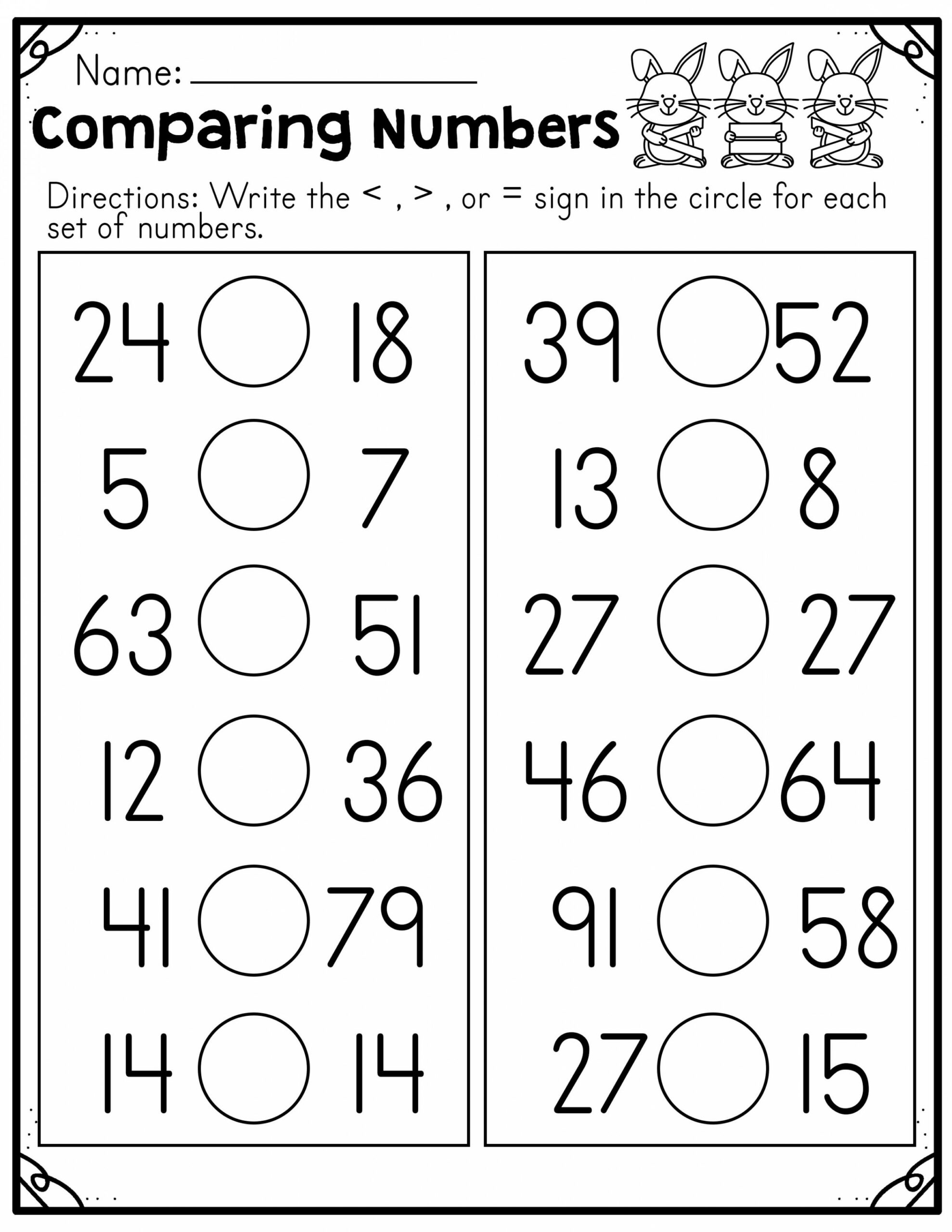 Before and After and Comparing Numbers Worksheets  Made By Teachers