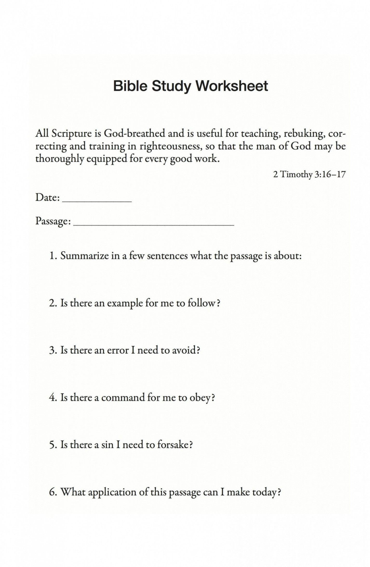 Bible Study Worksheets For Adults Pdf - A worksheet is a sheet of