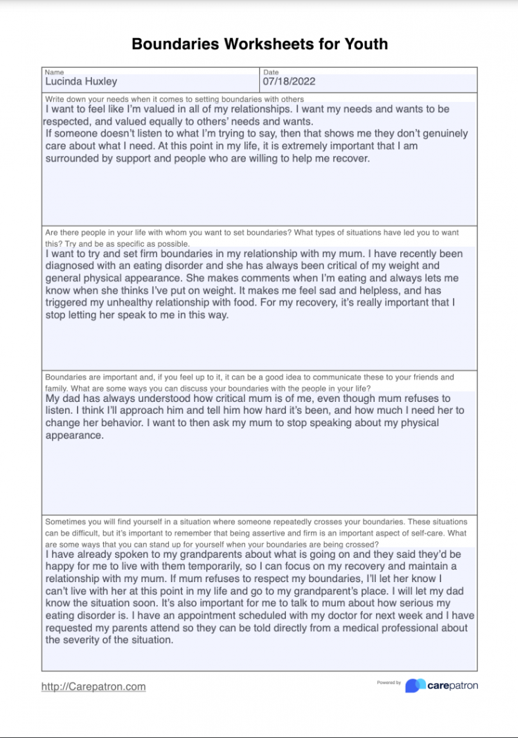 Boundaries Worksheet & Example  Free PDF Download