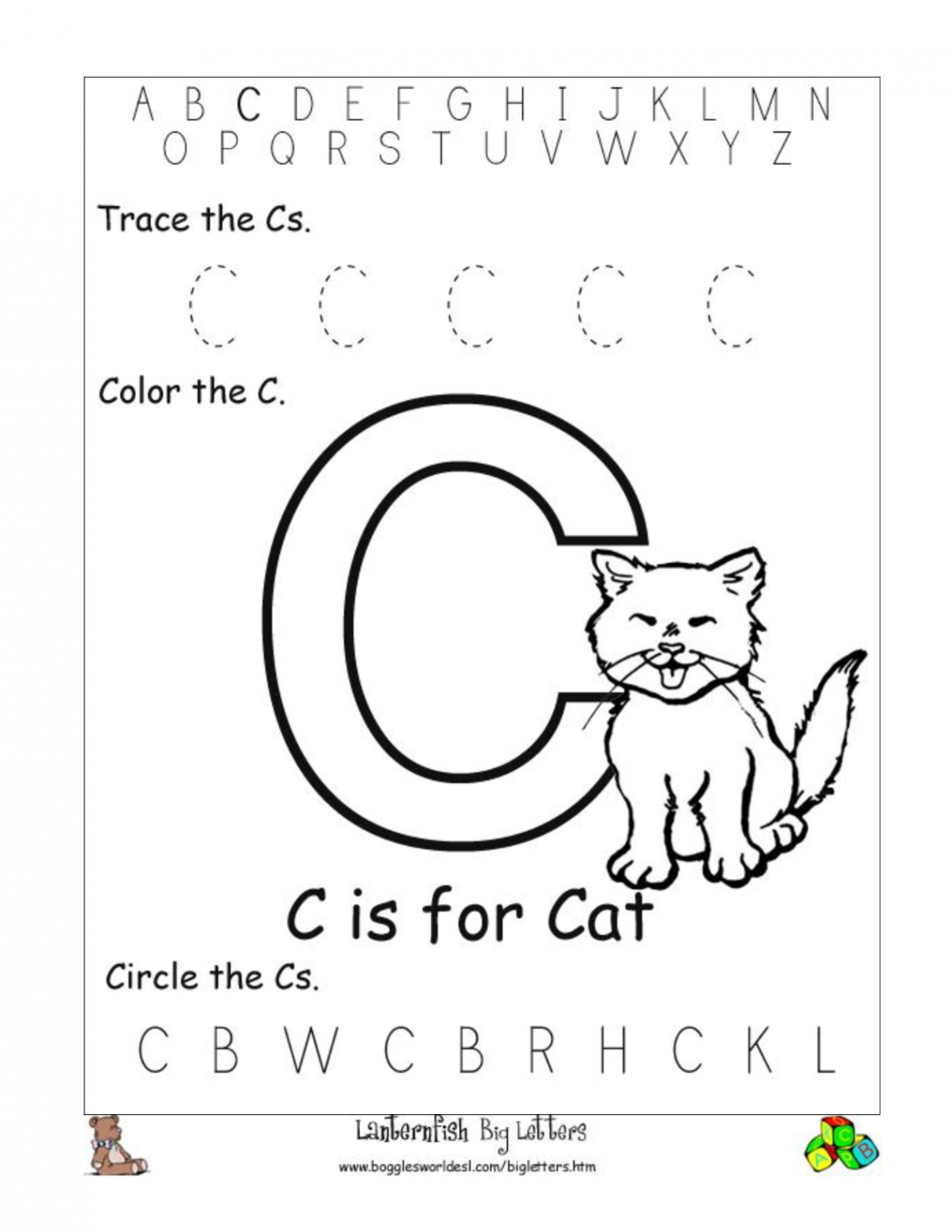 c preschool worksheets  Letter C Worksheets  Free preschool