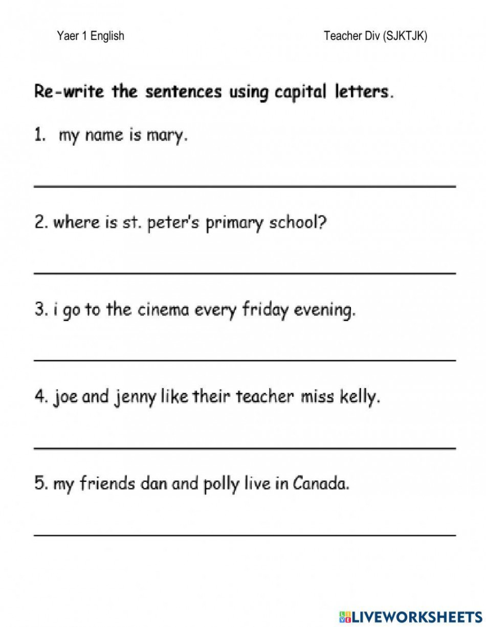 Capital Letter task  interactive worksheet  Live Worksheets