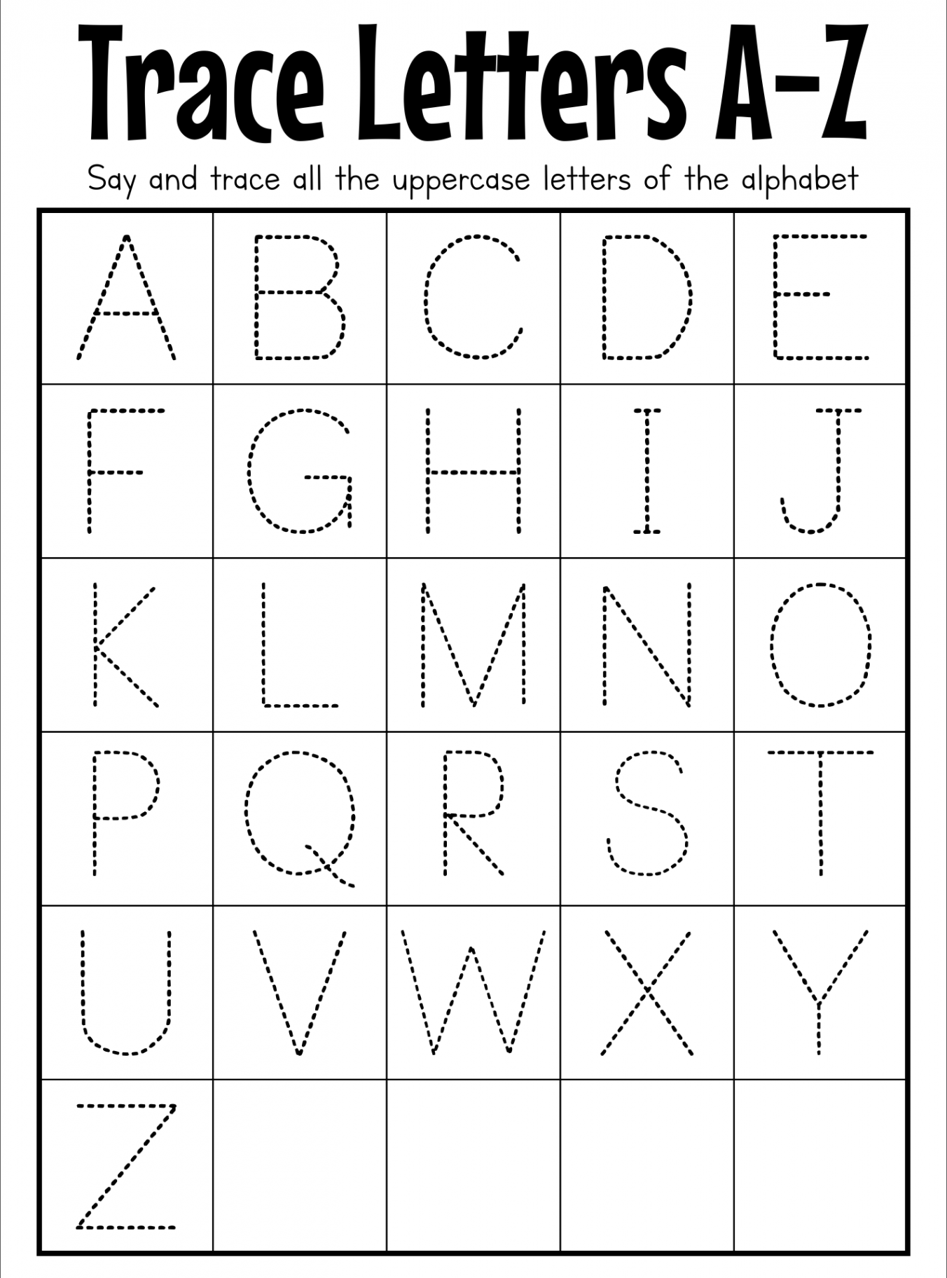 Capital Letter Tracing Worksheet  Alphabet tracing worksheets