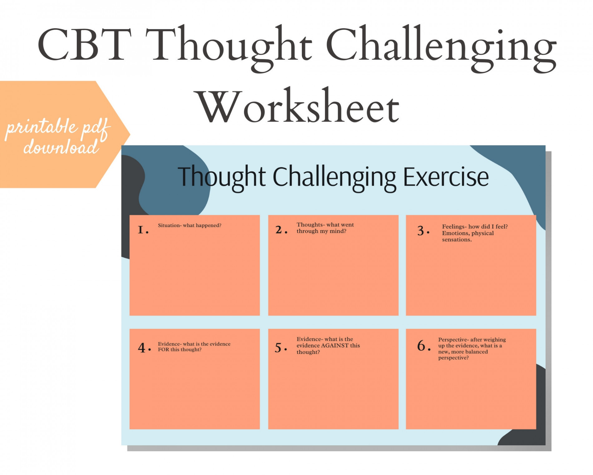 CBT Worksheets Printable/instant Download Cognitive Behavioural