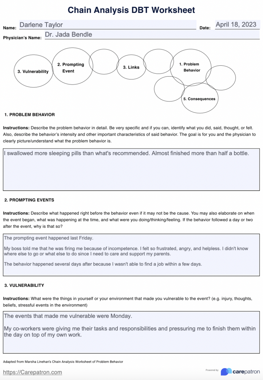 Chain Analysis DBT Worksheet & Example  Free PDF Download