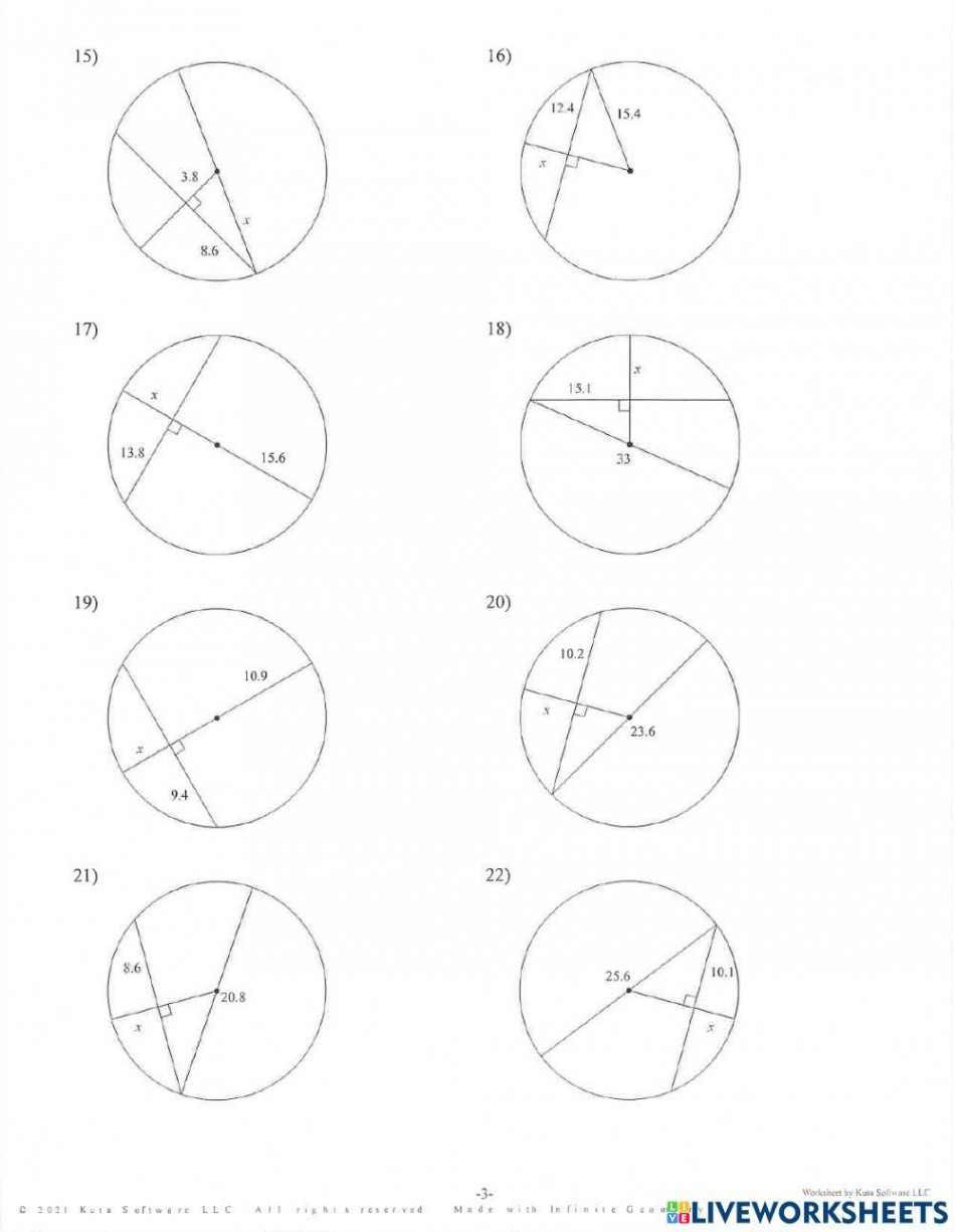 Circle: arcs and chords worksheet  Live Worksheets