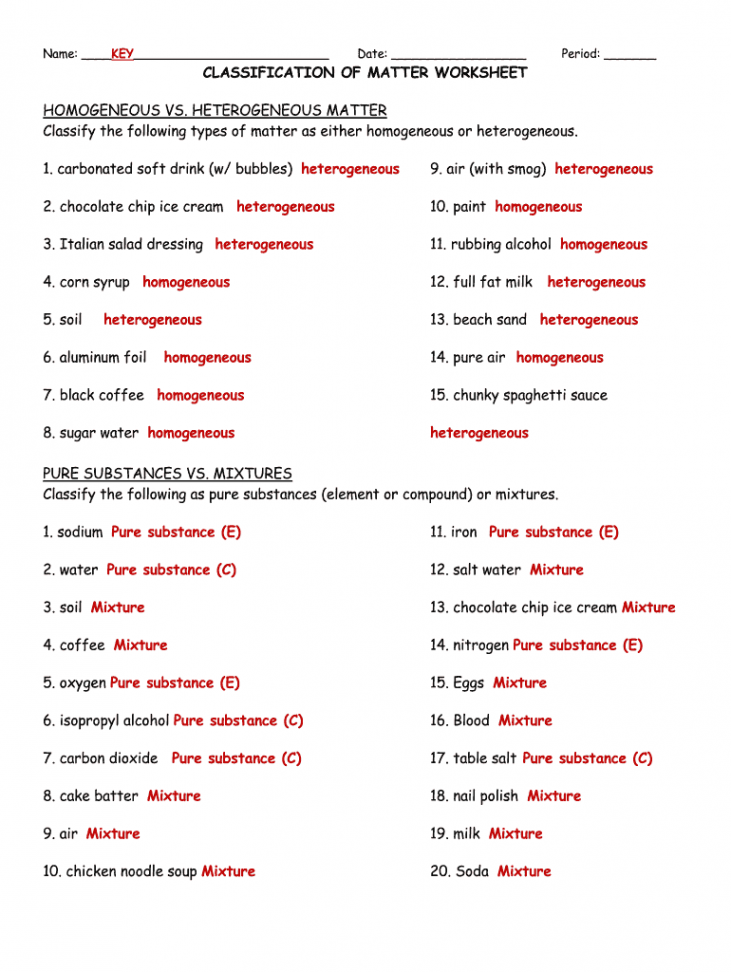 Classification of matter worksheet answer key: Fill out & sign