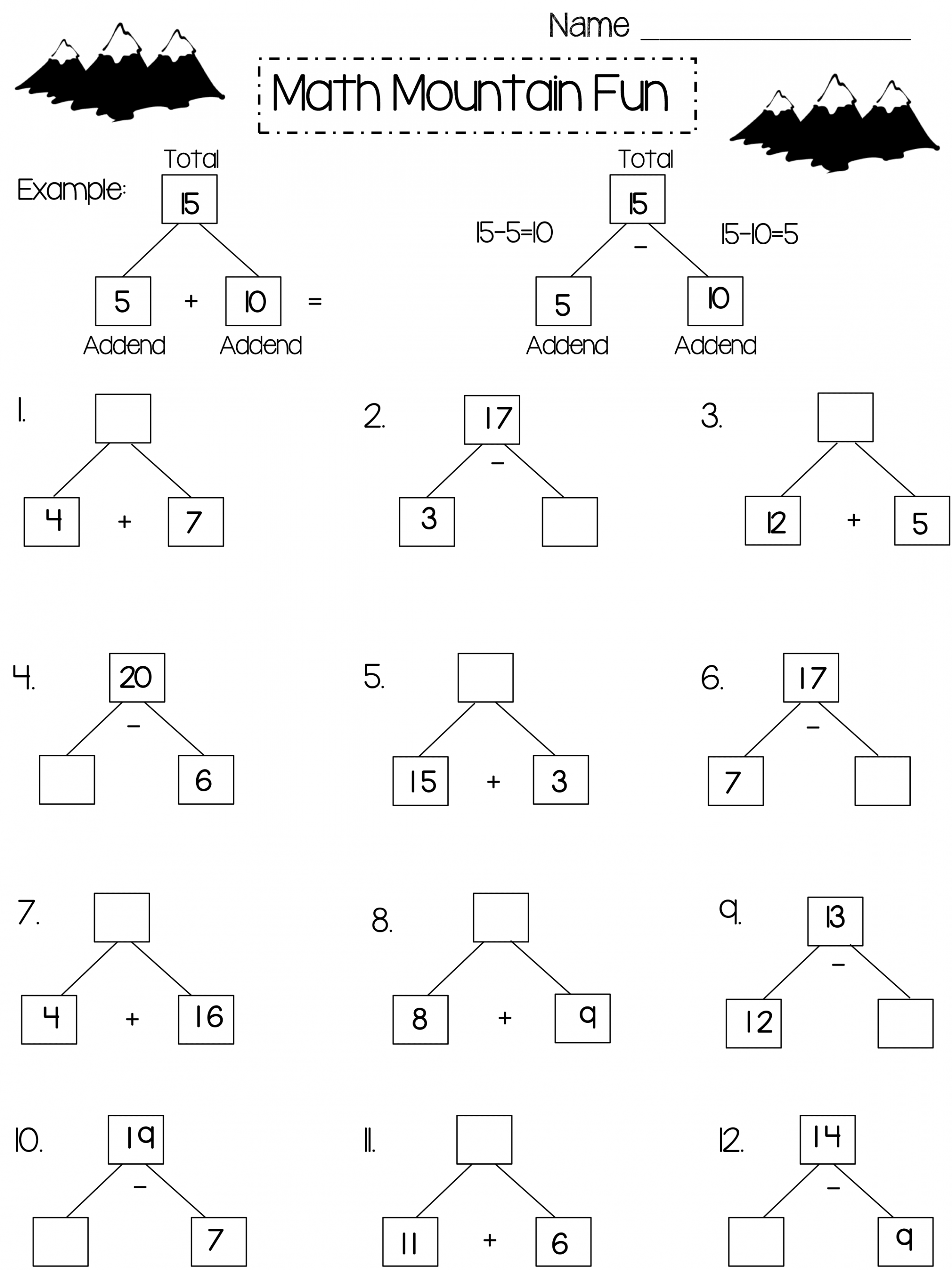 Come download the Math Mountain Worksheet for FREE and watch the