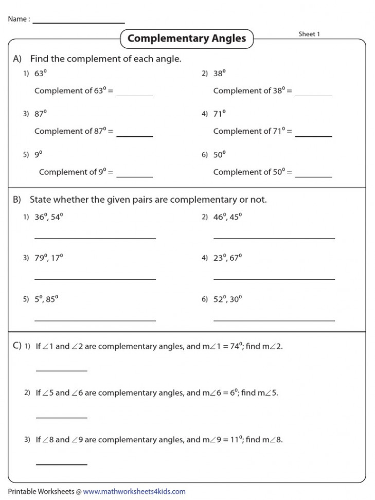 Complementary Angles   PDF