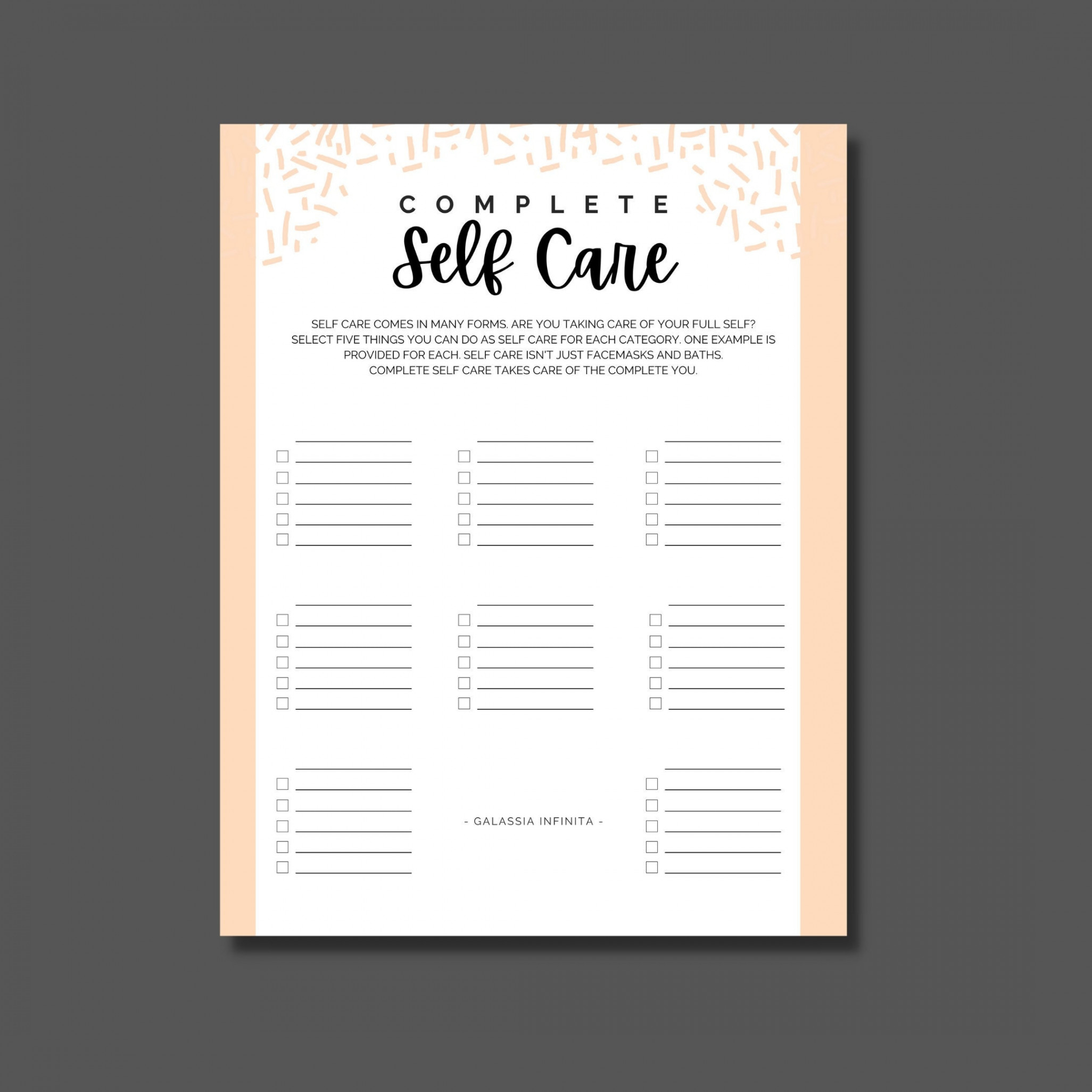 Complete Self Care Digital or Printable Worksheet - Etsy