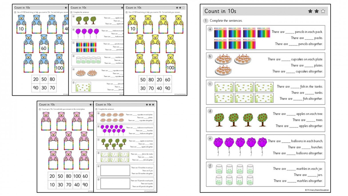 Count in s (within 0)  Worksheets – Primary Stars Education