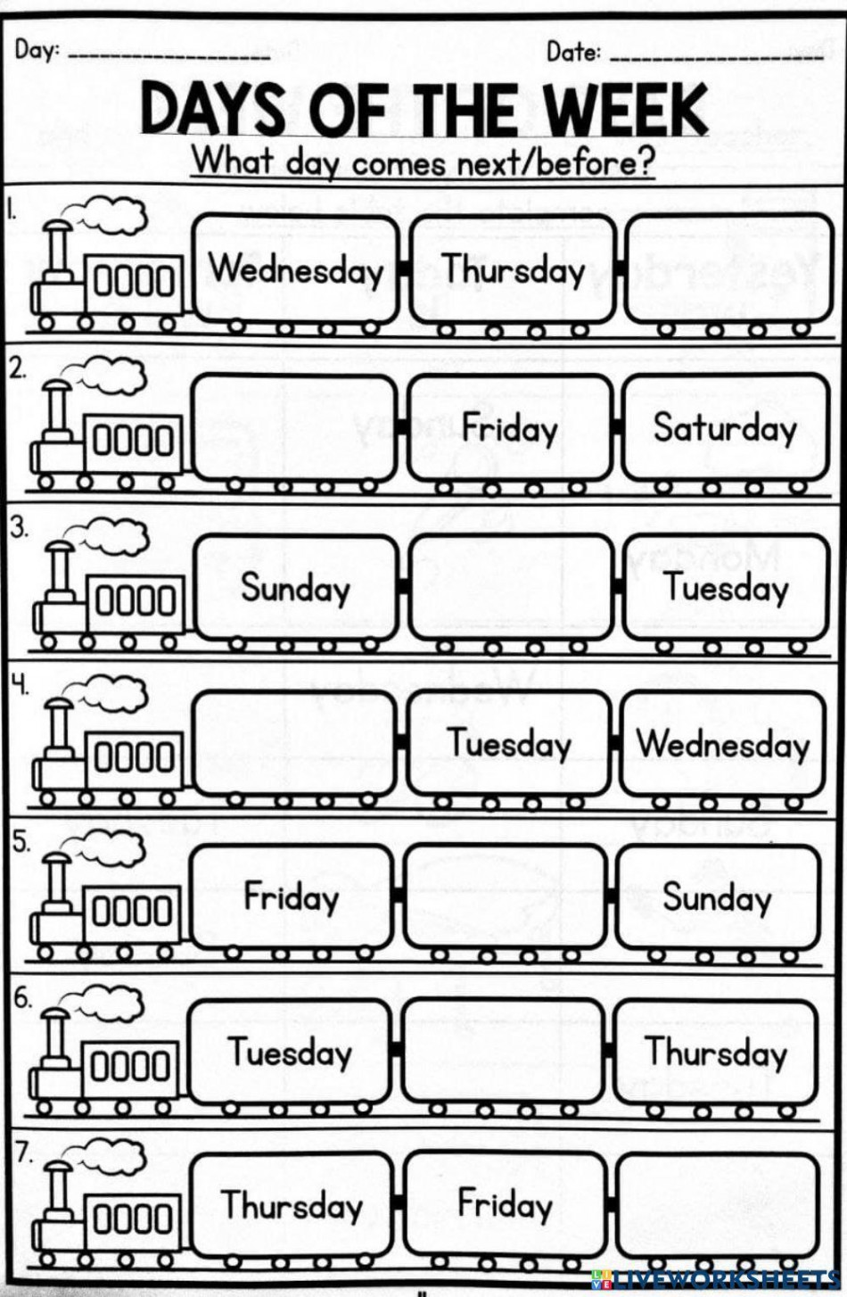 Days of The Week online exercise for Year   Live Worksheets