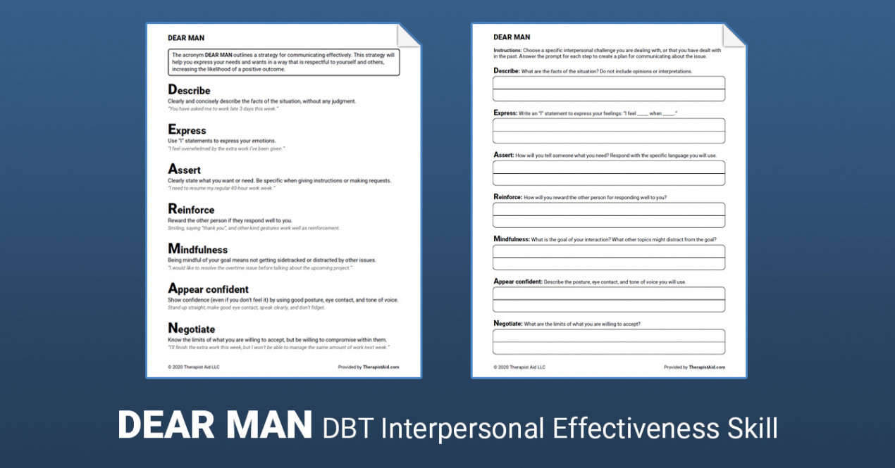 DBT Skill: DEAR MAN (Worksheet)  Therapist Aid