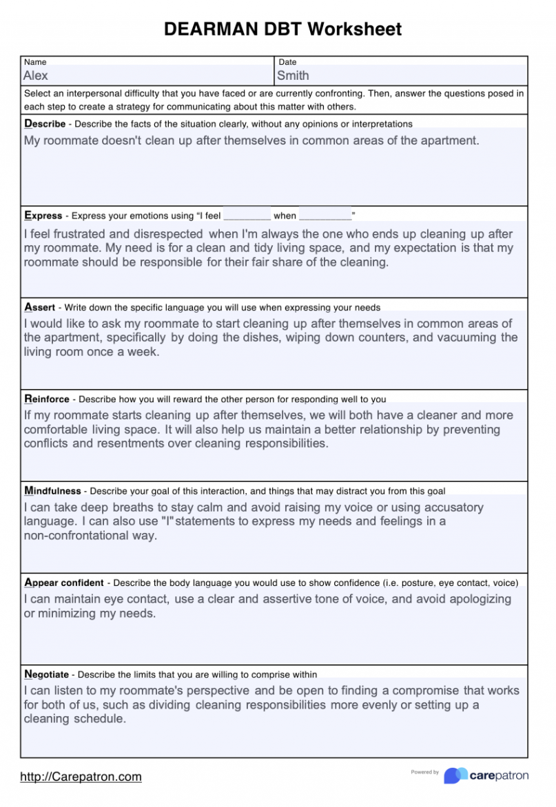 Dearman DBT Worksheets & Example  Free PDF Download