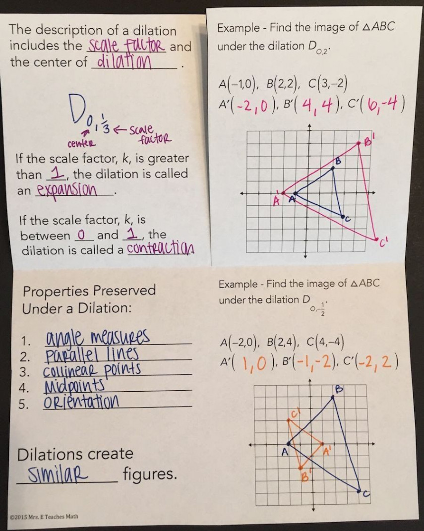 Dilations Translations Worksheet Answers  Dilations Translations