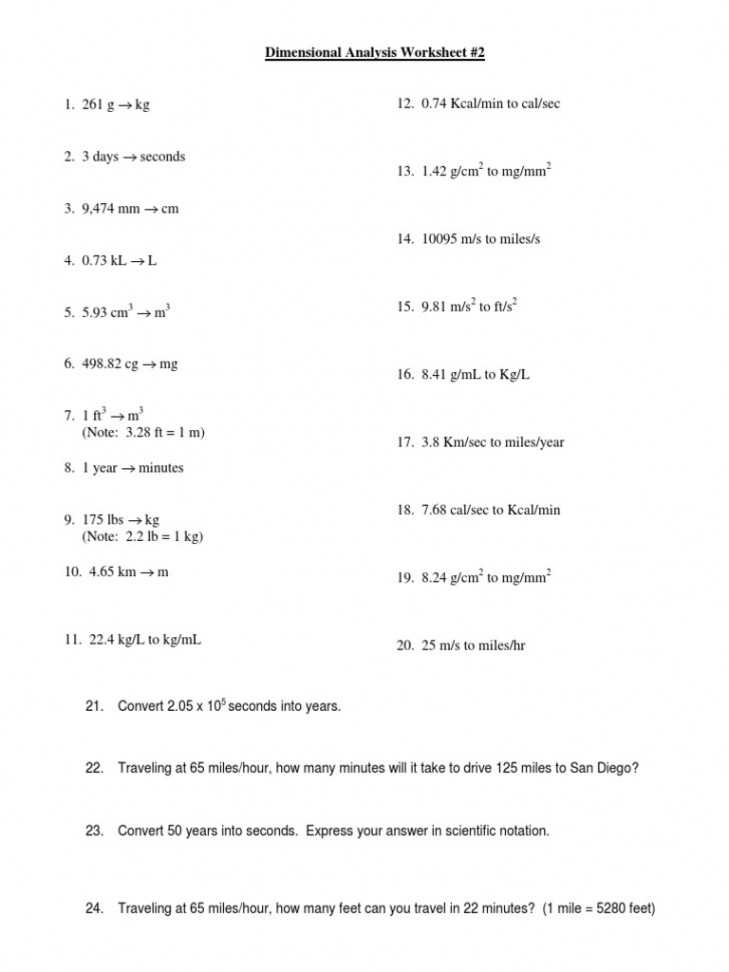 Dimensional Analysis Worksheet   PDF  Volume  Litre