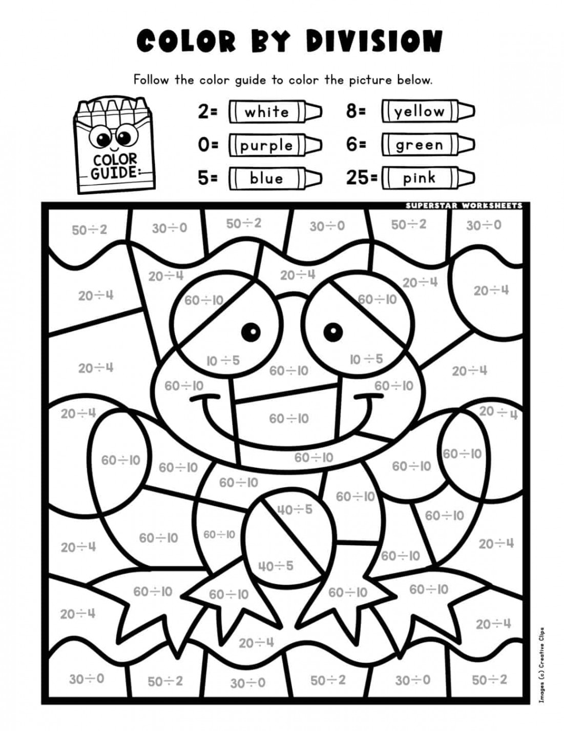 Division Color by Number - Superstar Worksheets