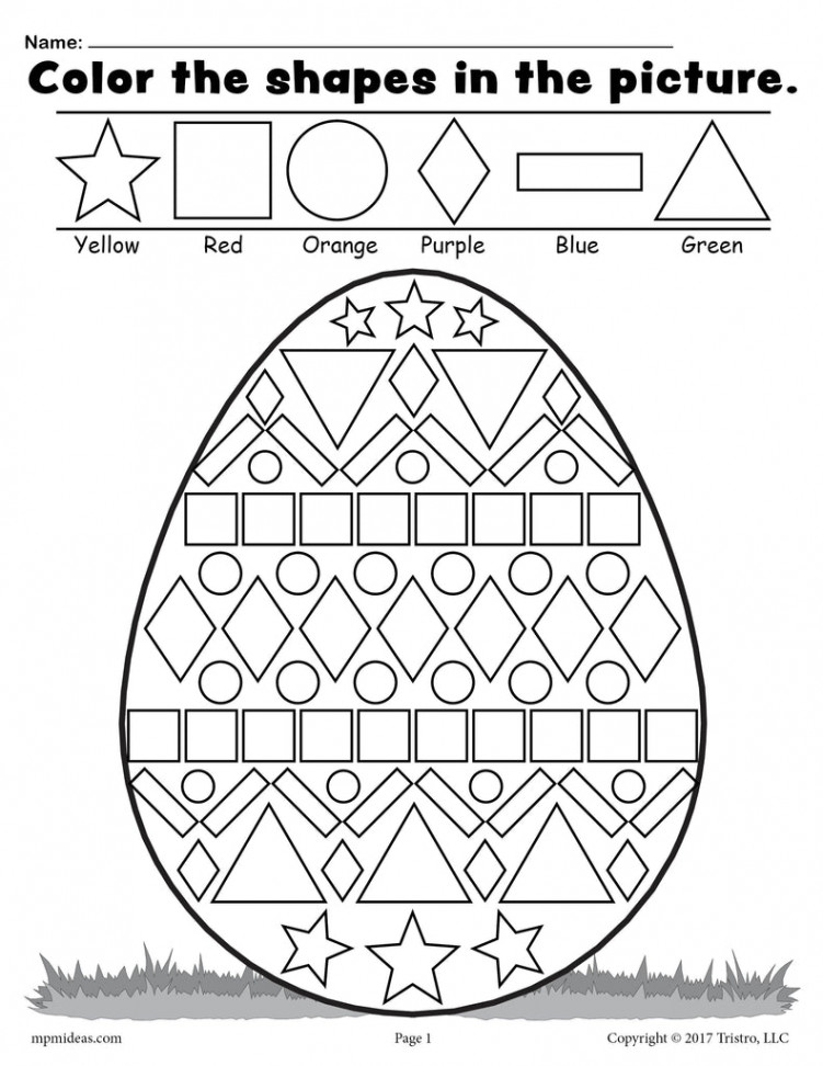 Easter Egg Shapes Worksheet & Coloring Page! – SupplyMe