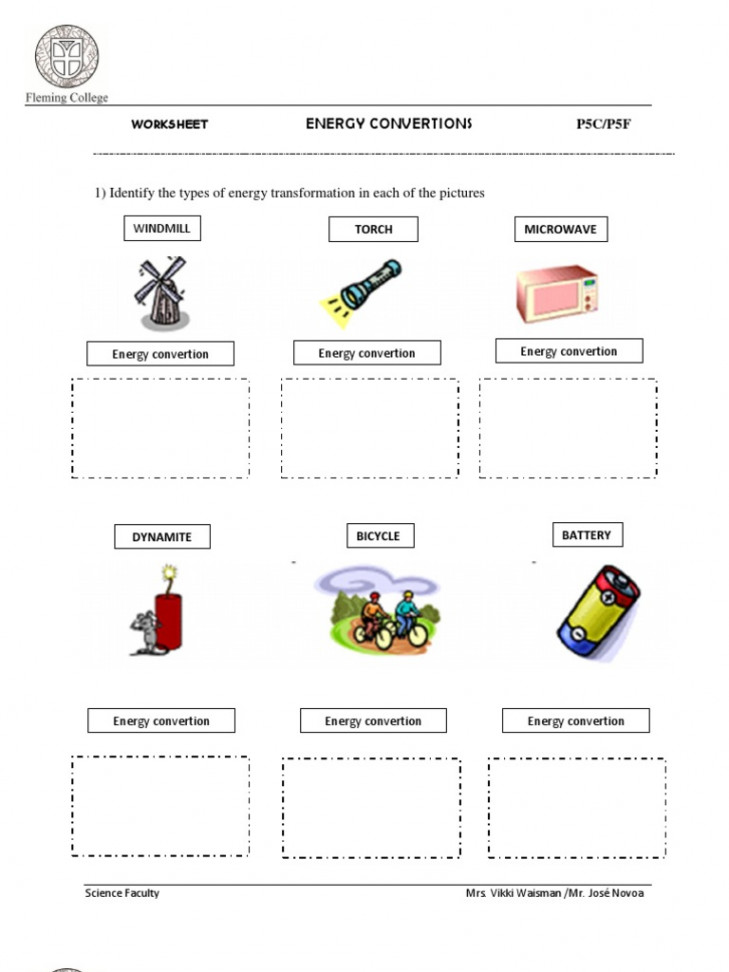 Energy Transformation Worksheet  PDF  Continuum Mechanics